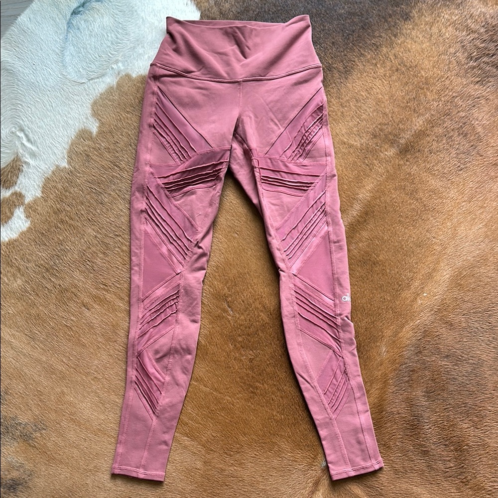 Alo High-Waisted Leggings pink moto size small - Picture 2 of 8
